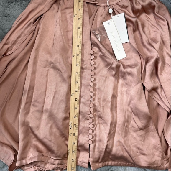 Jonathan Simkhai Audrey Fluid Satin Button-Up Blouse Cape NWT - Picture 10 of 13